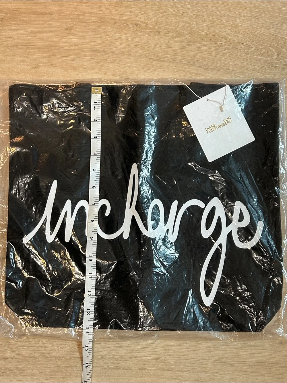 NWT Diane Von Furstenberg In Charge Canvas Tote Bag black with White logo